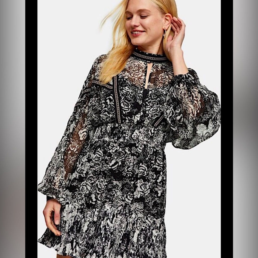 Top shop long sleeve floral mini dress